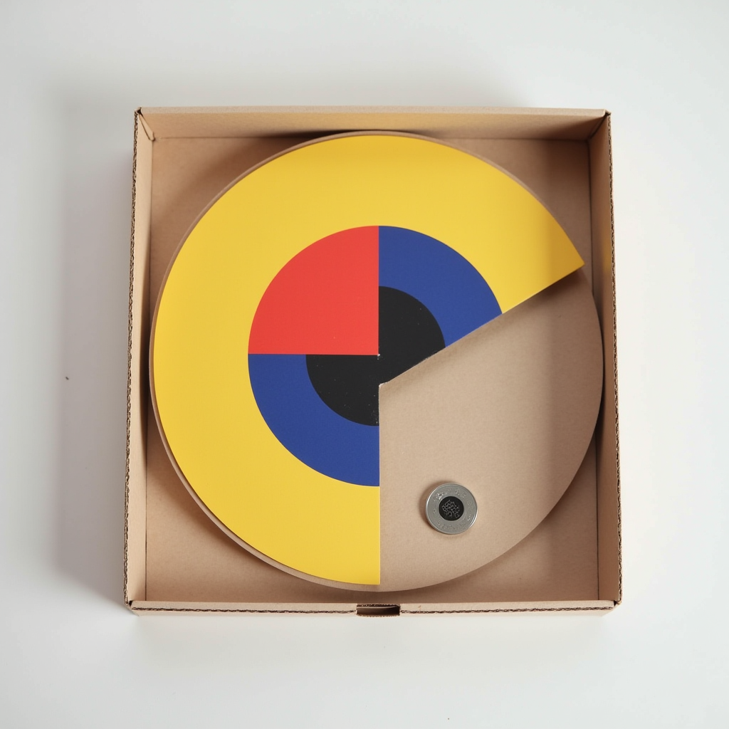 Standard pizza box housing a silicon wafer, contrasted with