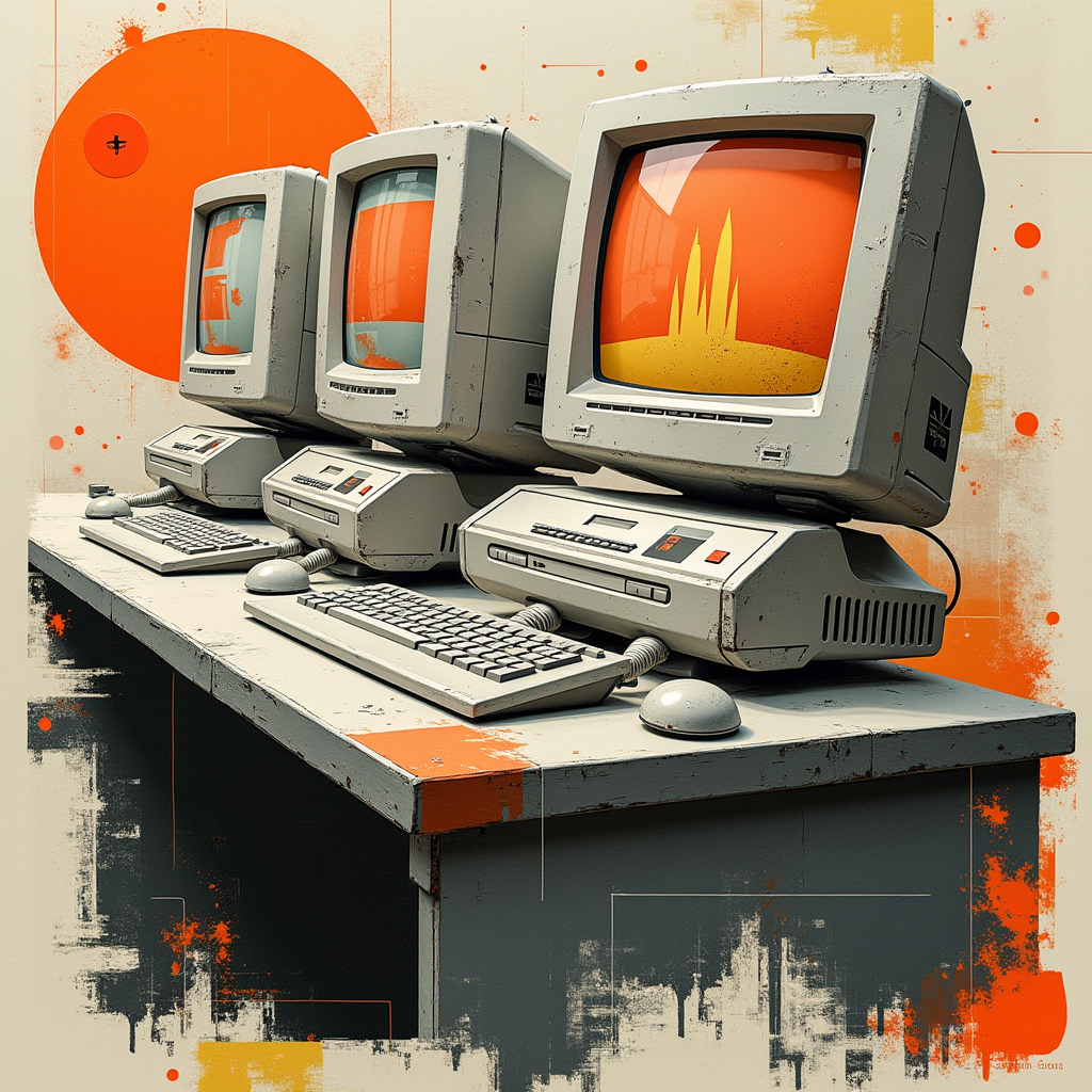 Synchronized workstations displaying live progress bars and