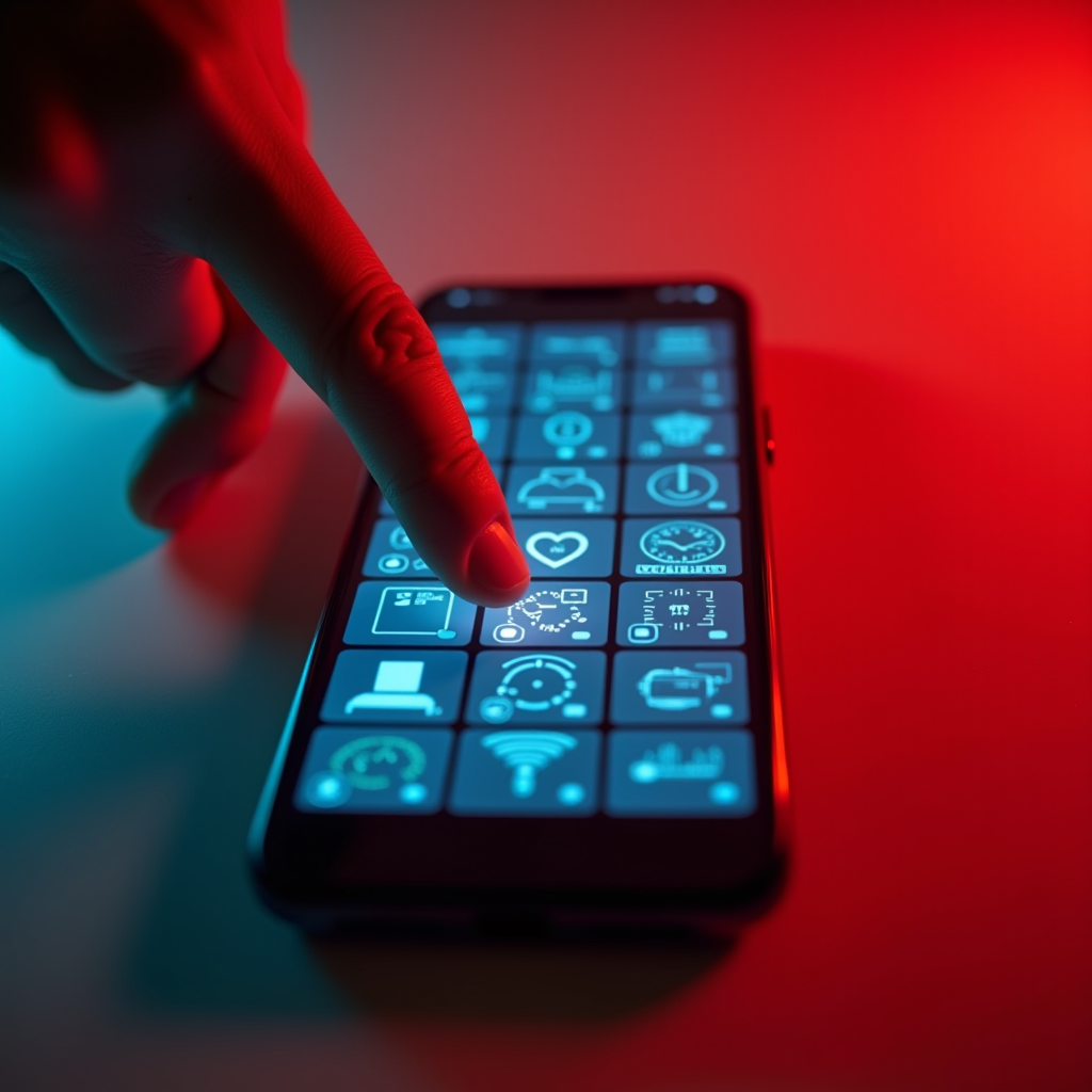 A person’s thumb swipes across a matte smartphone screen, a