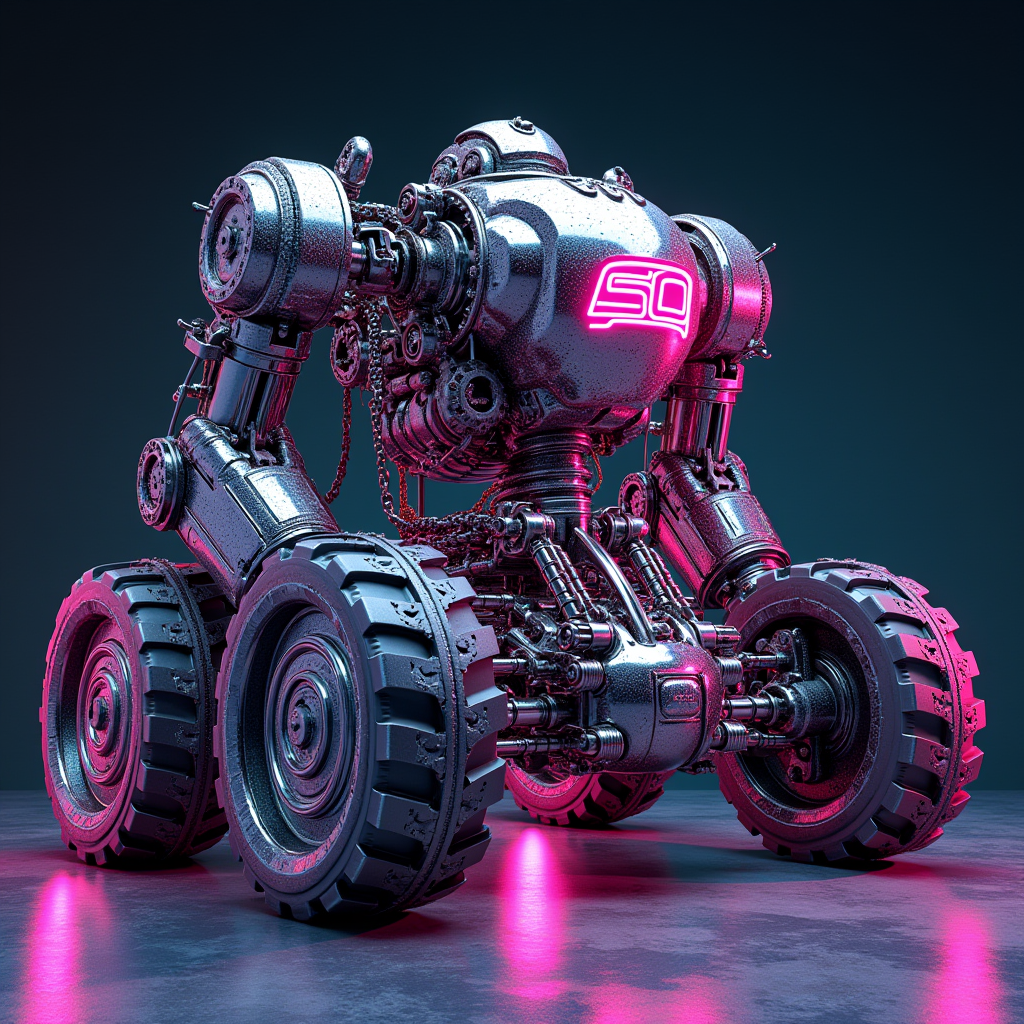 A massive mechanical chassis forged from interlocking hydrau