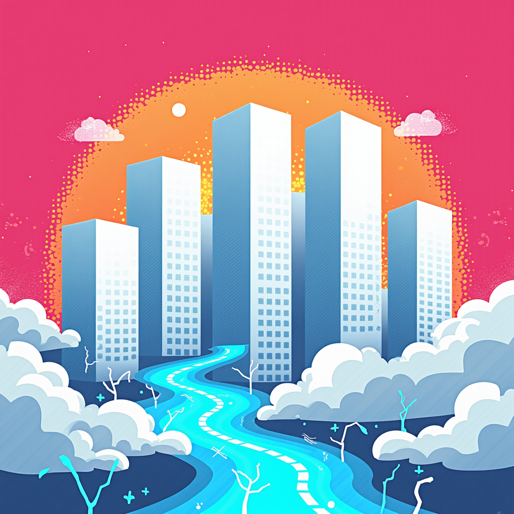 A cityscape constructed from precise white architectural cub