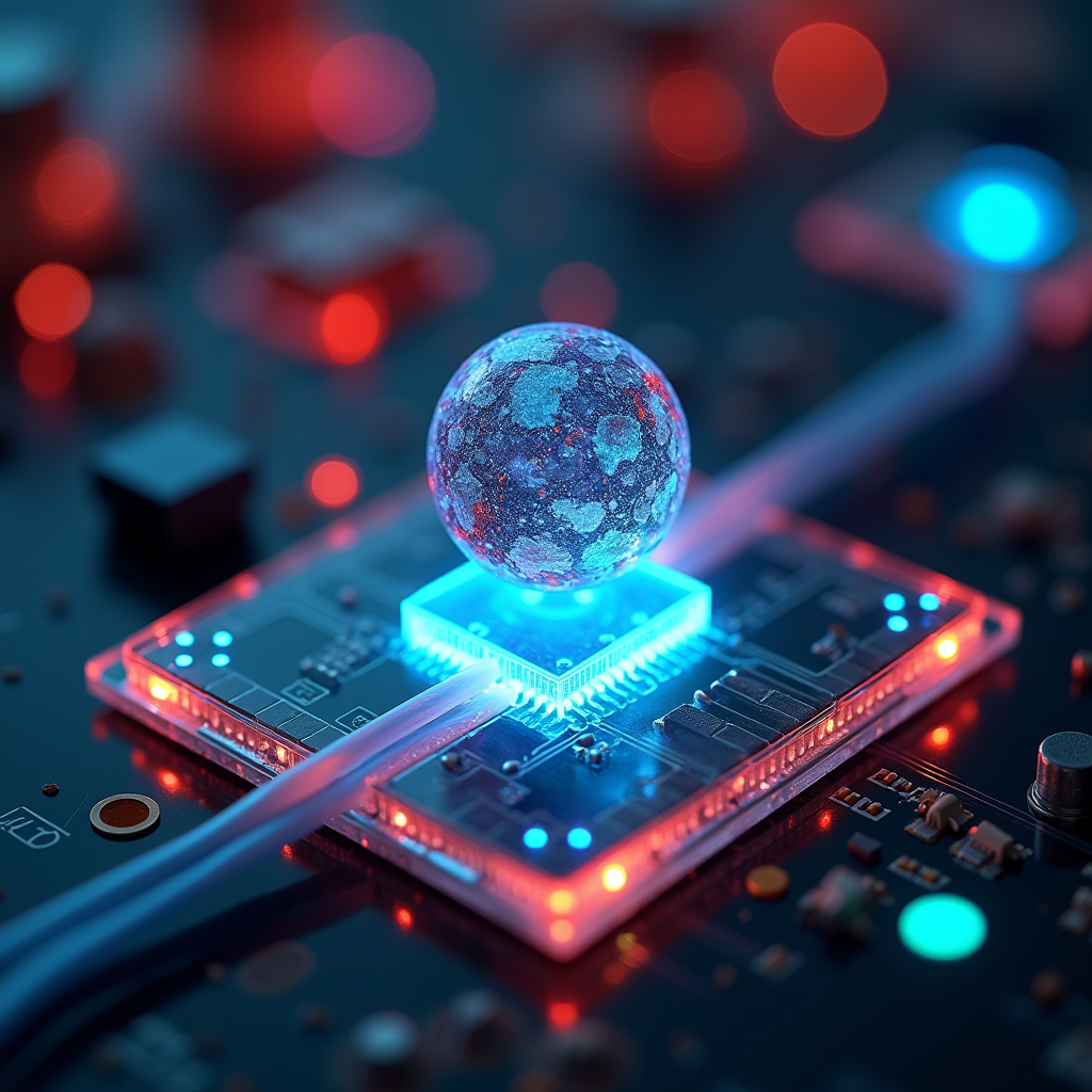 A microscopic optical switch with a central hybrid particle 