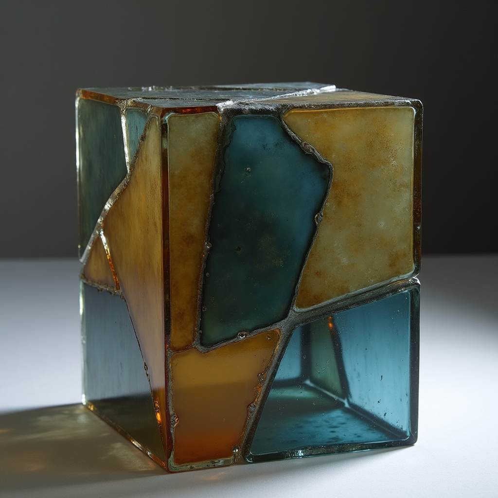Molten glass cooling instantly into four perfectly aligned g
