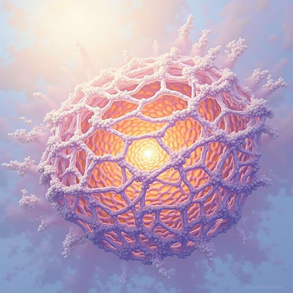 A complex network of interwoven natural threads tightening i