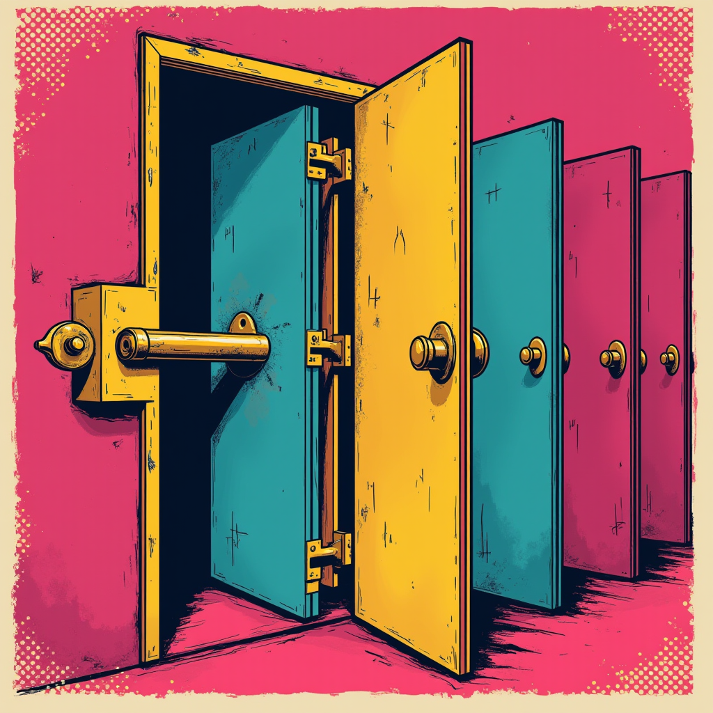 A single brass key turning inside a heavy lock, sliding open
